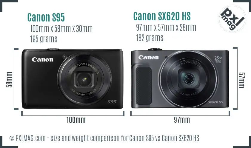 Canon S95 vs Canon SX620 HS size comparison Canon S95 vs Canon SX620 HS size comparison