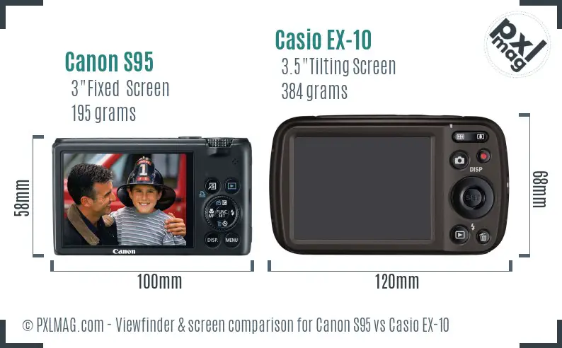 Canon S95 vs Casio EX-10 Screen and Viewfinder comparison
