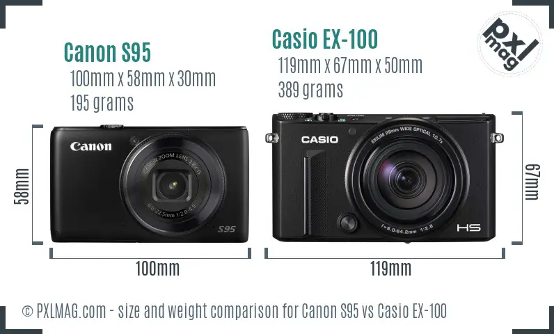 Canon S95 vs Casio EX-100 size comparison Canon S95 vs Casio EX-100 size comparison
