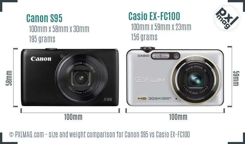 Canon S95 vs Casio EX-FC100 size comparison Canon S95 vs Casio EX-FC100 size comparison