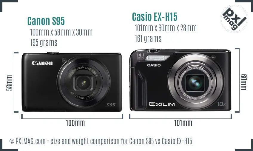 Canon S95 vs Casio EX-H15 size comparison Canon S95 vs Casio EX-H15 size comparison