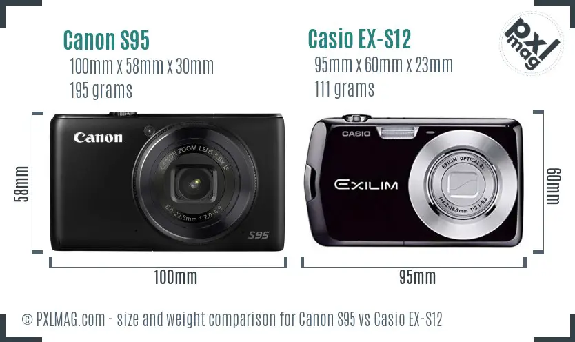Canon S95 vs Casio EX-S12 size comparison