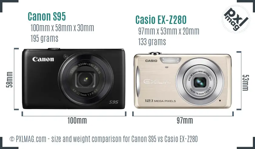 Canon S95 vs Casio EX-Z280 size comparison