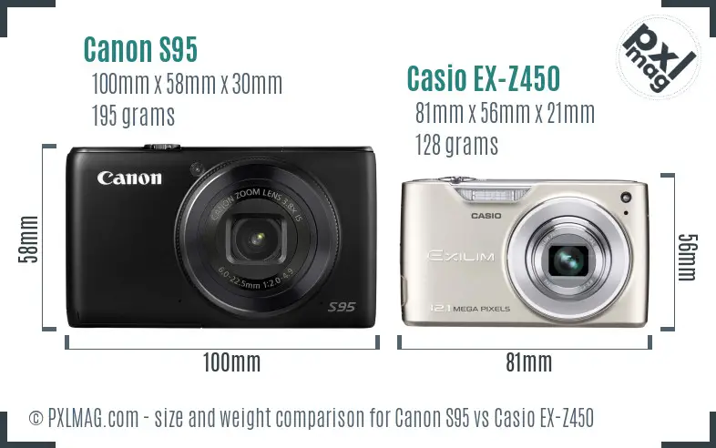 Canon S95 vs Casio EX-Z450 size comparison