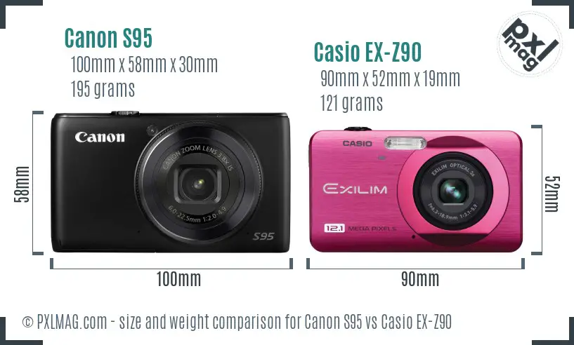 Canon S95 vs Casio EX-Z90 size comparison