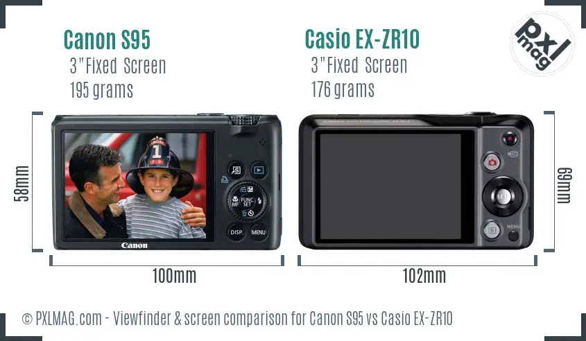 Canon S95 vs Casio EX-ZR10 Screen and Viewfinder comparison Canon S95 vs Casio EX-ZR10 Screen and Viewfinder comparison