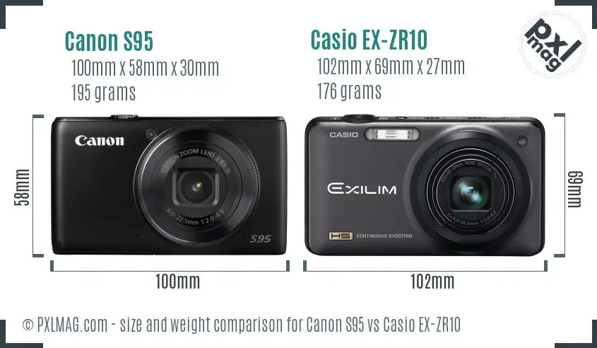 Canon S95 vs Casio EX-ZR10 size comparison Canon S95 vs Casio EX-ZR10 size comparison