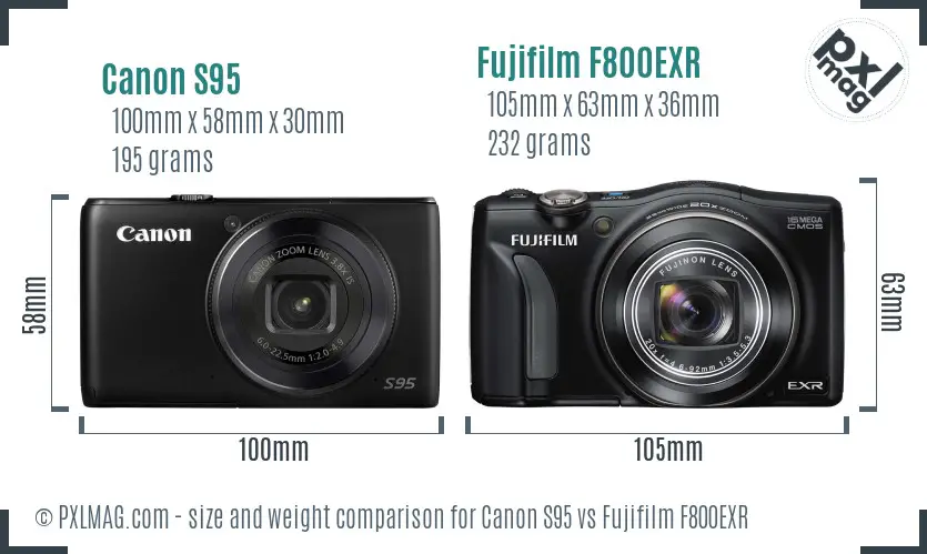 Canon S95 vs Fujifilm F800EXR size comparison Canon S95 vs Fujifilm F800EXR size comparison