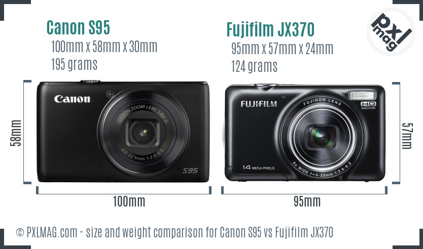 Canon S95 vs Fujifilm JX370 size comparison Canon S95 vs Fujifilm JX370 size comparison