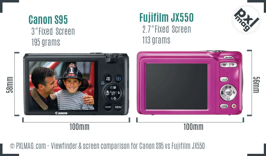 Canon S95 vs Fujifilm JX550 Screen and Viewfinder comparison Canon S95 vs Fujifilm JX550 Screen and Viewfinder comparison