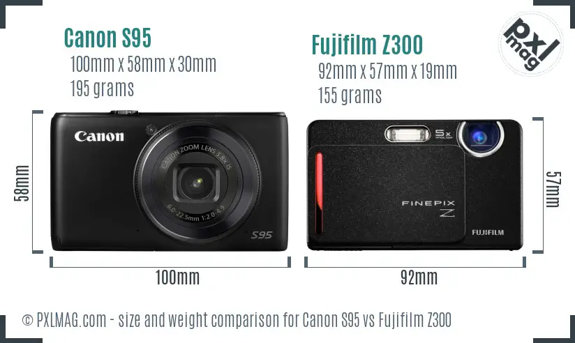 Canon S95 vs Fujifilm Z300 size comparison Canon S95 vs Fujifilm Z300 size comparison