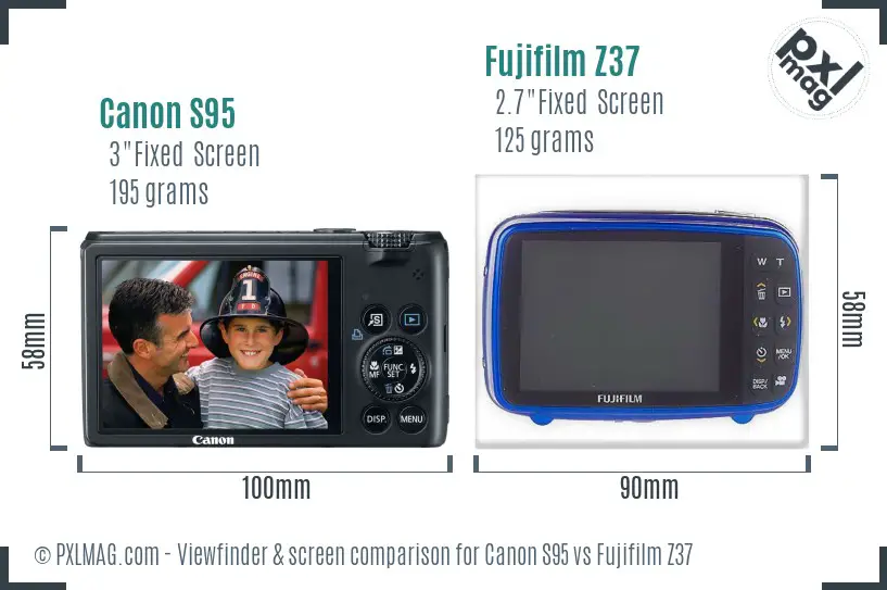Canon S95 vs Fujifilm Z37 Screen and Viewfinder comparison
