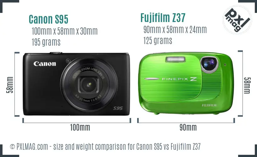 Canon S95 vs Fujifilm Z37 size comparison