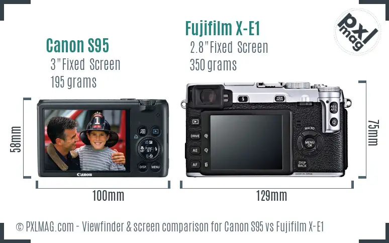 Canon S95 vs Fujifilm X-E1 Screen and Viewfinder comparison Canon S95 vs Fujifilm X-E1 Screen and Viewfinder comparison