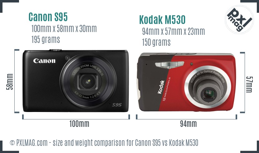 Canon S95 vs Kodak M530 size comparison Canon S95 vs Kodak M530 size comparison