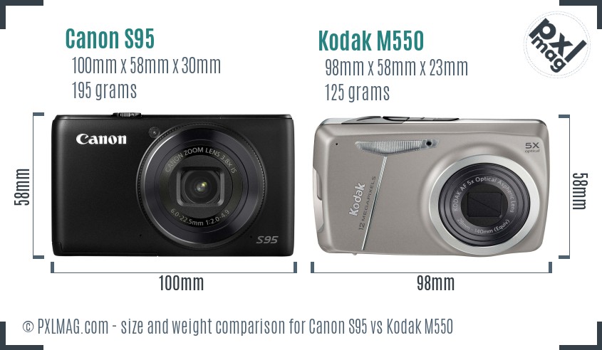 Canon S95 vs Kodak M550 size comparison Canon S95 vs Kodak M550 size comparison