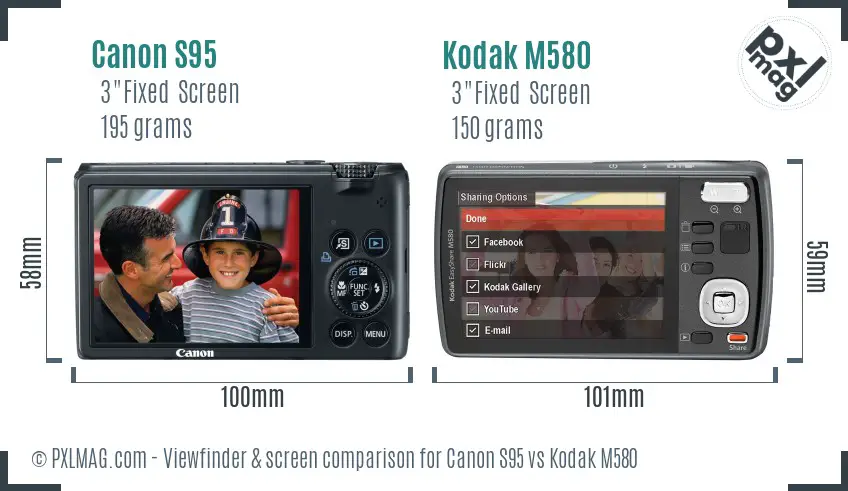 Canon S95 vs Kodak M580 Screen and Viewfinder comparison Canon S95 vs Kodak M580 Screen and Viewfinder comparison