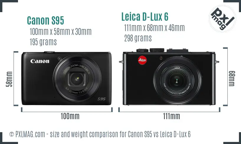 Canon S95 vs Leica D-Lux 6 size comparison