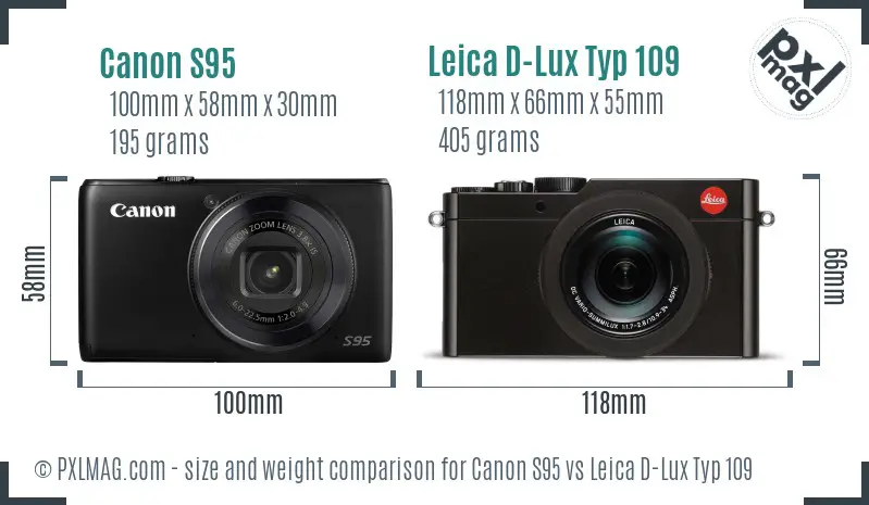 Canon S95 vs Leica D-Lux Typ 109 size comparison