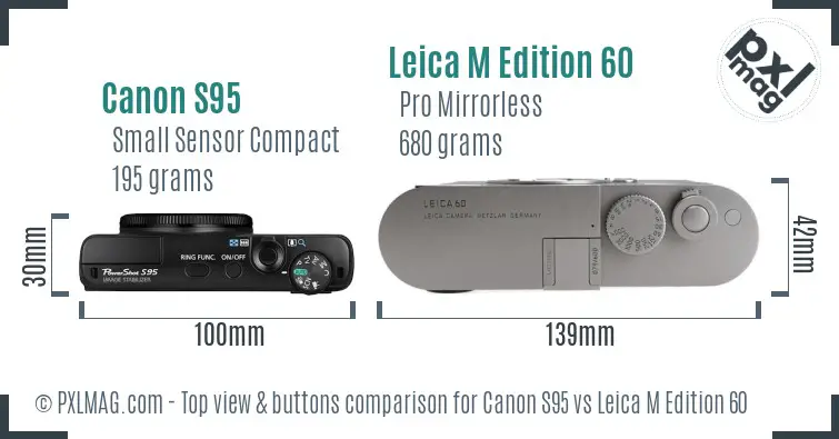 Canon S95 vs Leica M Edition 60 top view buttons comparison