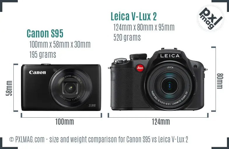 Canon S95 vs Leica V-Lux 2 size comparison Canon S95 vs Leica V-Lux 2 size comparison