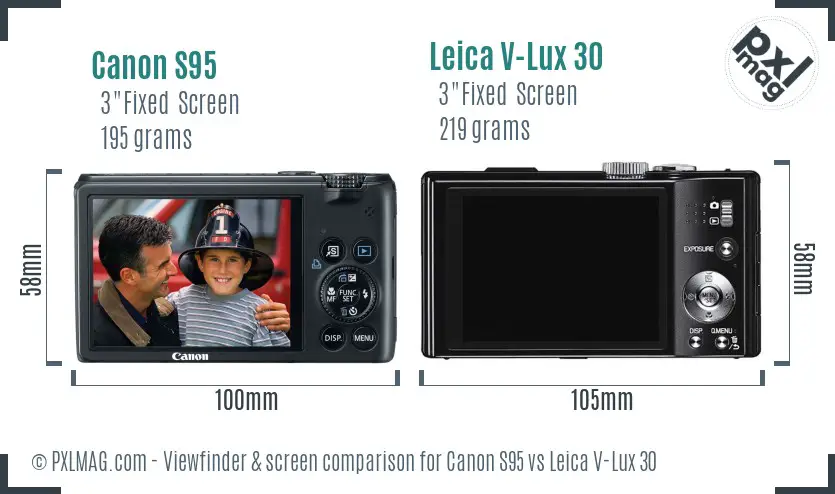 Canon S95 vs Leica V-Lux 30 Screen and Viewfinder comparison