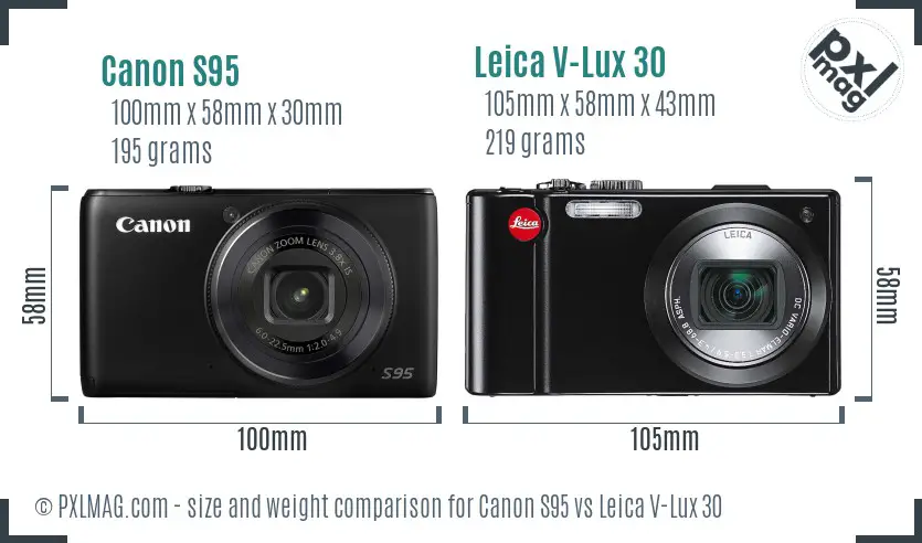 Canon S95 vs Leica V-Lux 30 size comparison