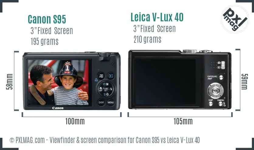 Canon S95 vs Leica V-Lux 40 Screen and Viewfinder comparison