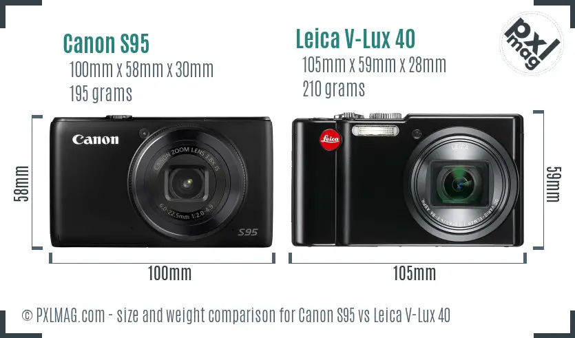 Canon S95 vs Leica V-Lux 40 size comparison