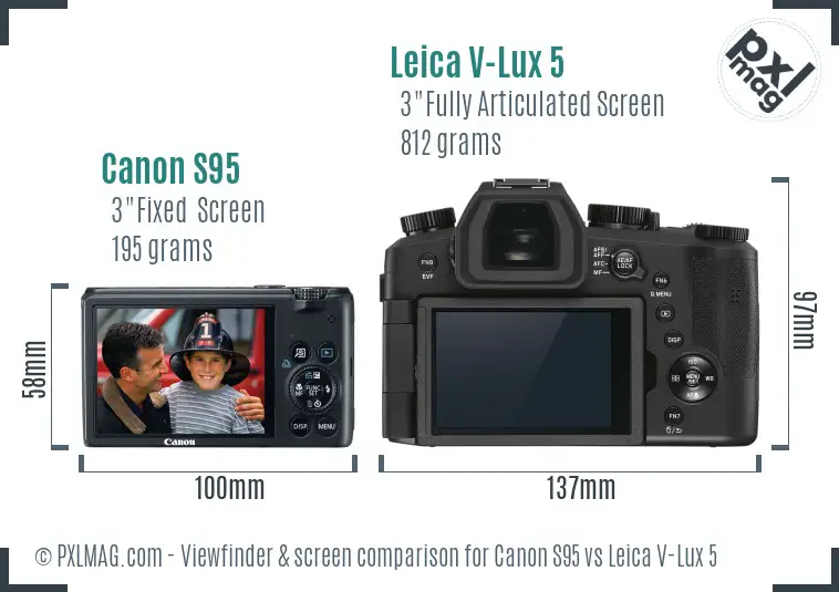 Canon S95 vs Leica V-Lux 5 Screen and Viewfinder comparison Canon S95 vs Leica V-Lux 5 Screen and Viewfinder comparison