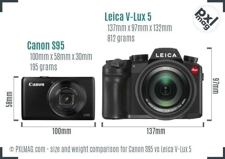 Canon S95 vs Leica V-Lux 5 size comparison Canon S95 vs Leica V-Lux 5 size comparison