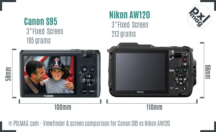 Canon S95 vs Nikon AW120 Screen and Viewfinder comparison