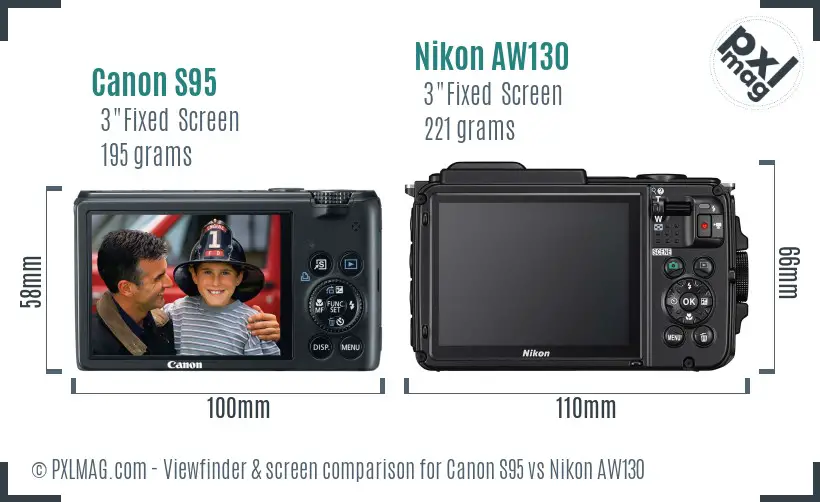 Canon S95 vs Nikon AW130 Screen and Viewfinder comparison