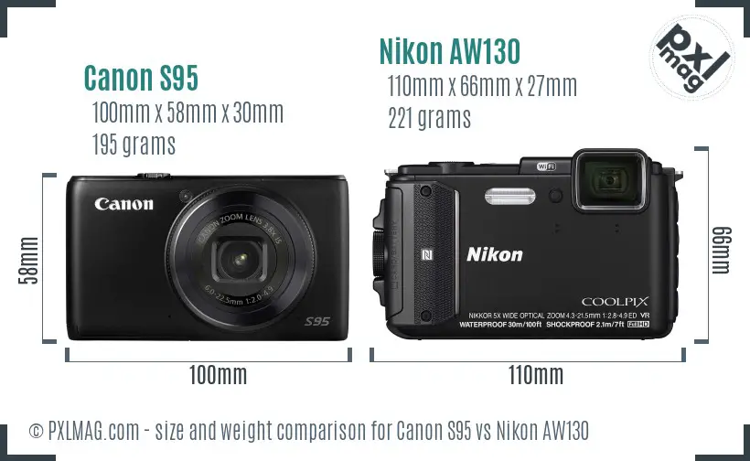 Canon S95 vs Nikon AW130 size comparison Canon S95 vs Nikon AW130 size comparison