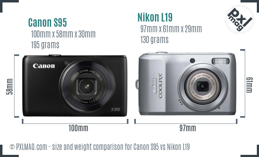 Canon S95 vs Nikon L19 size comparison Canon S95 vs Nikon L19 size comparison