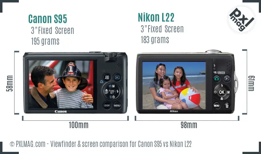 Canon S95 vs Nikon L22 Screen and Viewfinder comparison Canon S95 vs Nikon L22 Screen and Viewfinder comparison