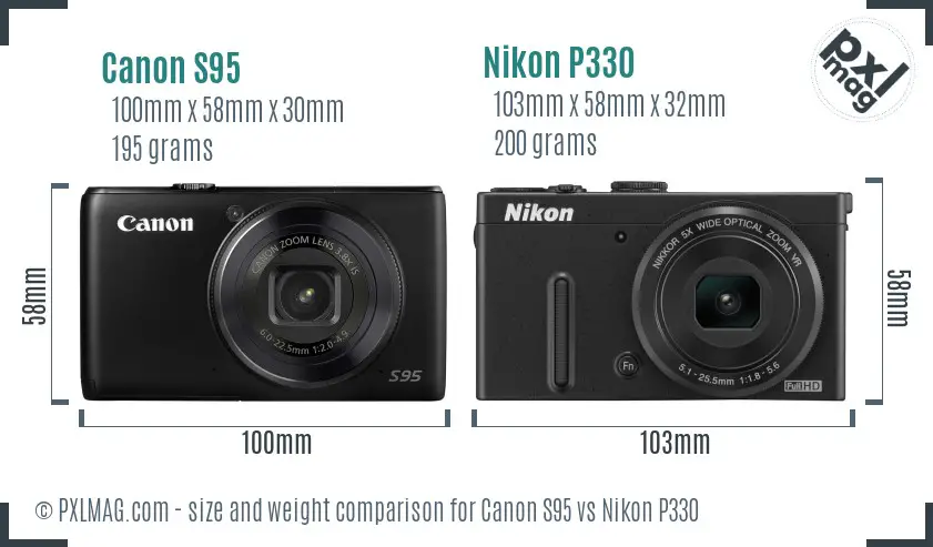 Canon S95 vs Nikon P330 size comparison Canon S95 vs Nikon P330 size comparison