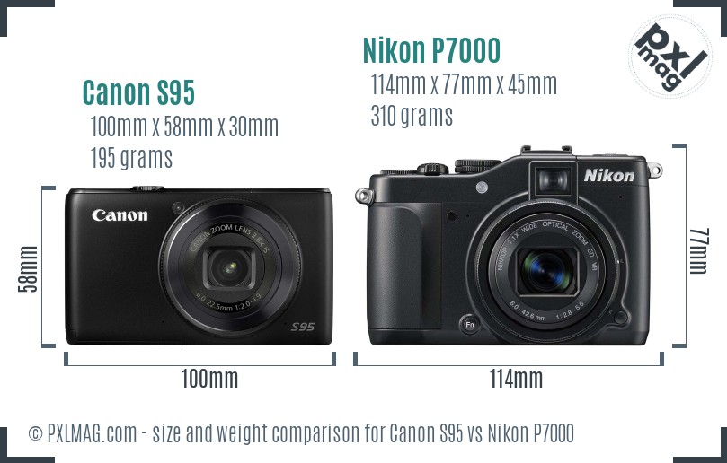 Canon S95 vs Nikon P7000 size comparison