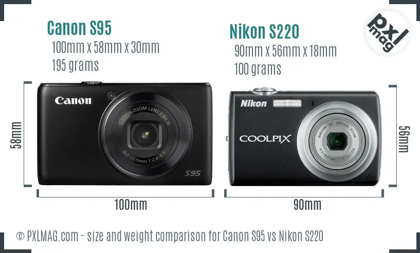 Canon S95 vs Nikon S220 size comparison Canon S95 vs Nikon S220 size comparison