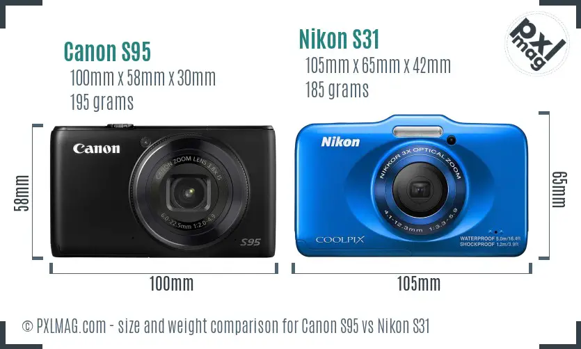 Canon S95 vs Nikon S31 size comparison Canon S95 vs Nikon S31 size comparison