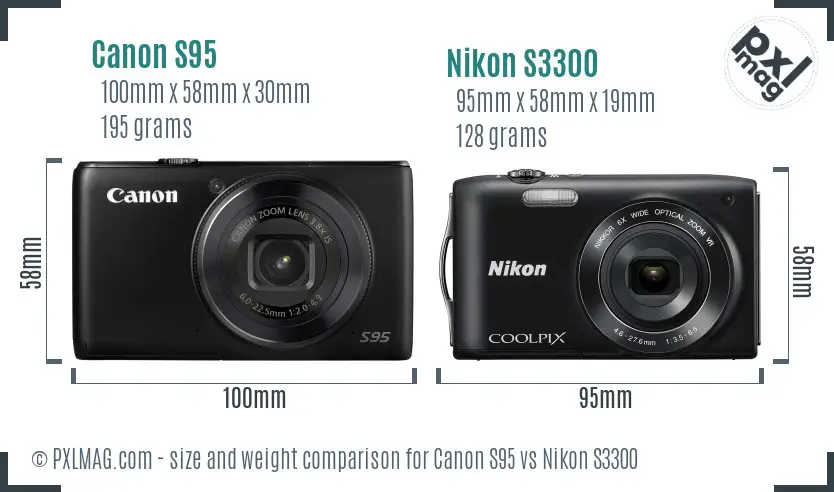 Canon S95 vs Nikon S3300 size comparison Canon S95 vs Nikon S3300 size comparison