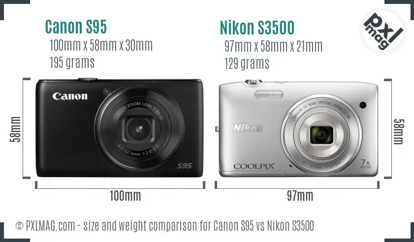 Canon S95 vs Nikon S3500 size comparison