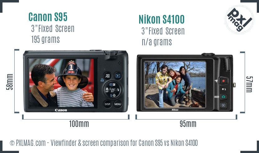 Canon S95 vs Nikon S4100 Screen and Viewfinder comparison