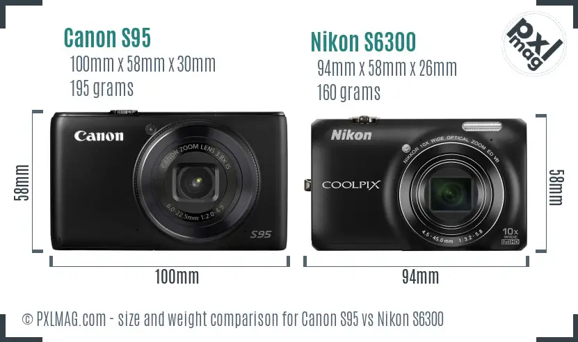 Canon S95 vs Nikon S6300 size comparison