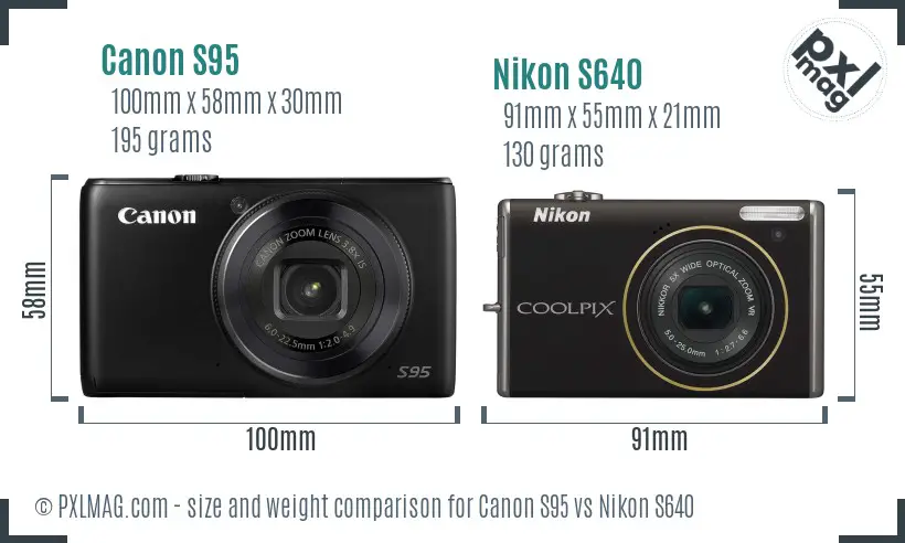 Canon S95 vs Nikon S640 size comparison Canon S95 vs Nikon S640 size comparison