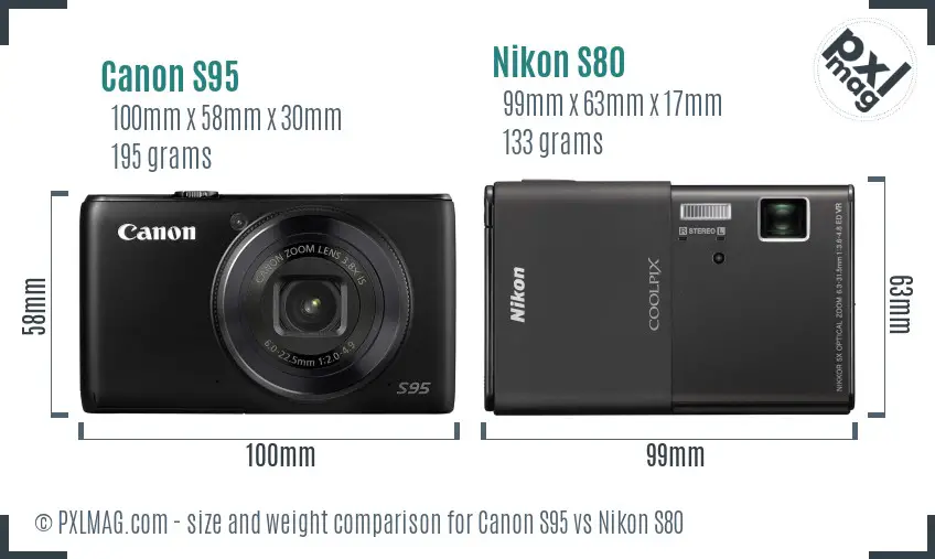 Canon S95 vs Nikon S80 size comparison Canon S95 vs Nikon S80 size comparison