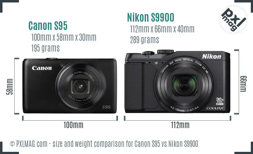 Canon S95 vs Nikon S9900 size comparison Canon S95 vs Nikon S9900 size comparison