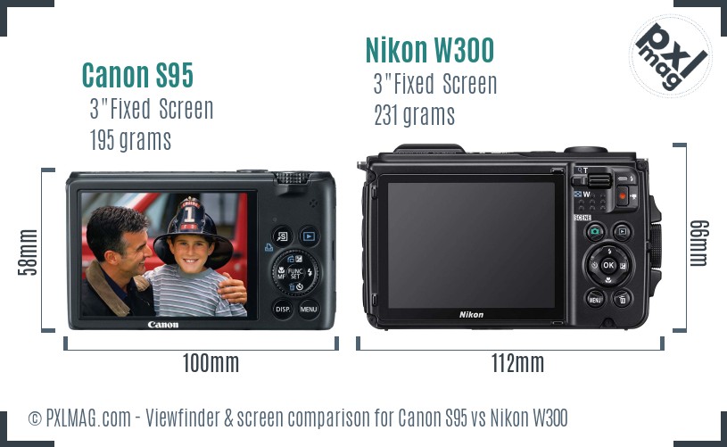 Canon S95 vs Nikon W300 Screen and Viewfinder comparison