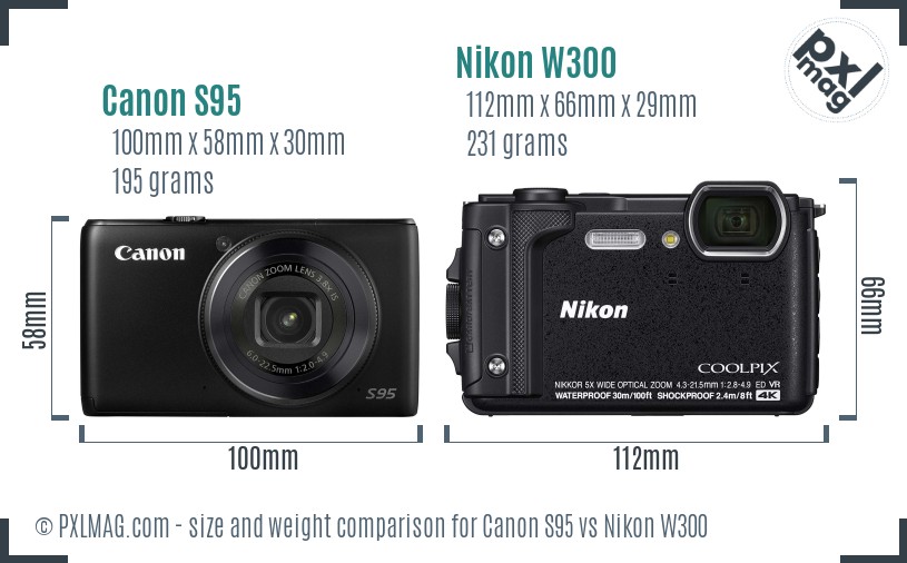 Canon S95 vs Nikon W300 size comparison Canon S95 vs Nikon W300 size comparison