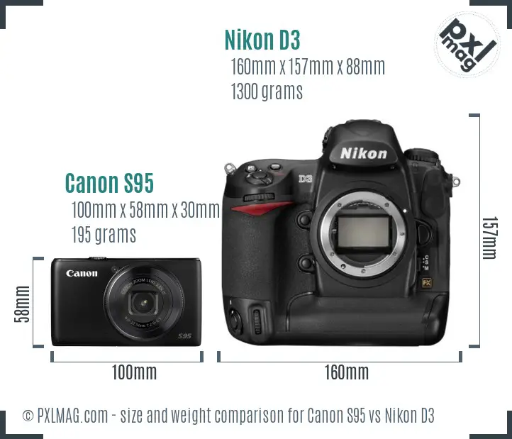 Canon S95 vs Nikon D3 size comparison Canon S95 vs Nikon D3 size comparison